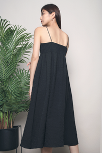 Yale Strappy Midi Dress Black