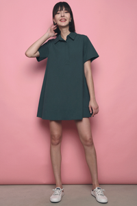 Adel Babydoll Shirt Dress Emerald
