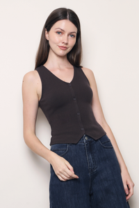 Backstreet Ribbed Vest Top Gunmetal Grey