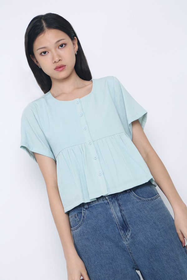 Bailey Button Down Top Ice Blue