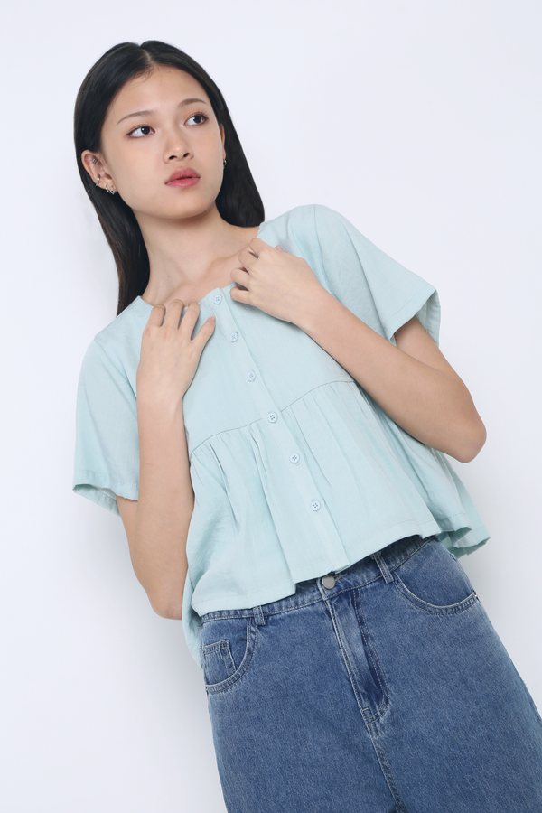 Bailey Button Down Top Ice Blue