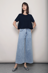 Baileys V2 Button Down Blouse Navy