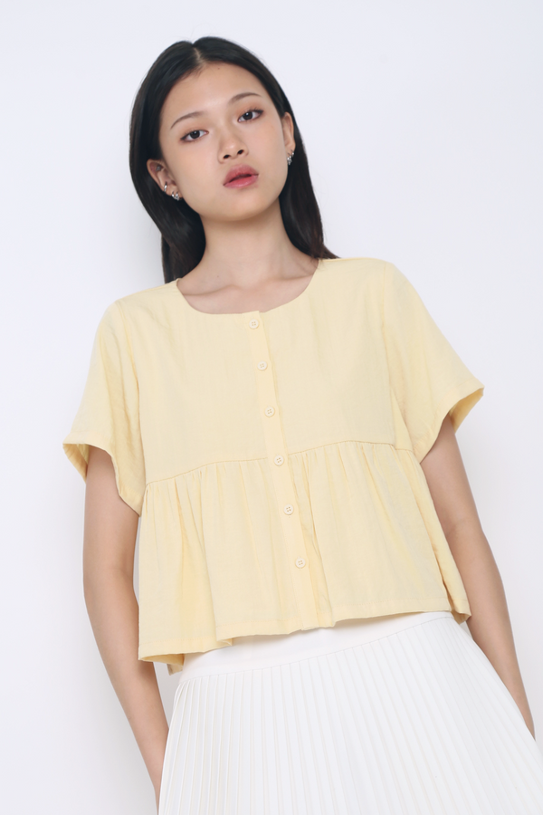 Bailey Button Down Top Vanilla Yellow