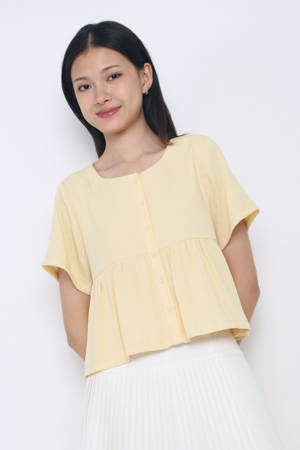 Bailey Button Down Top Vanilla Yellow