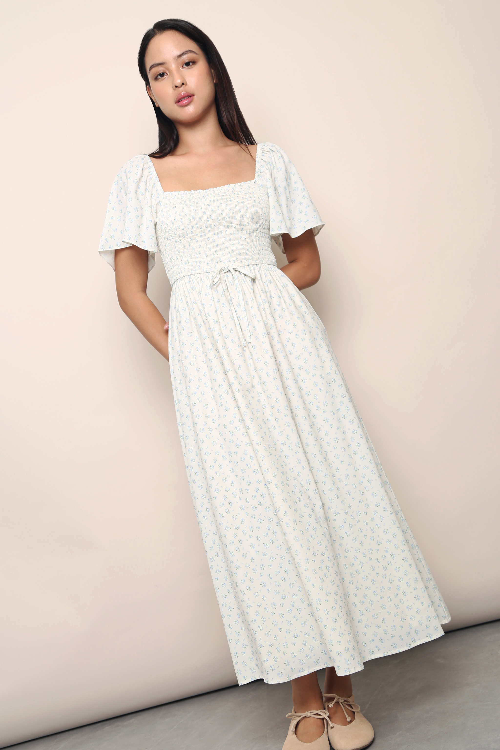 Belgravia Floral Midi Dress Ivory