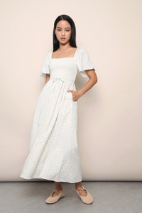 Belgravia Floral Midi Dress Ivory