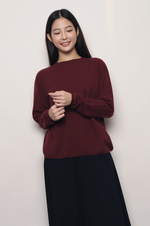 Between Seasons Knit Top Wine (Backorder)