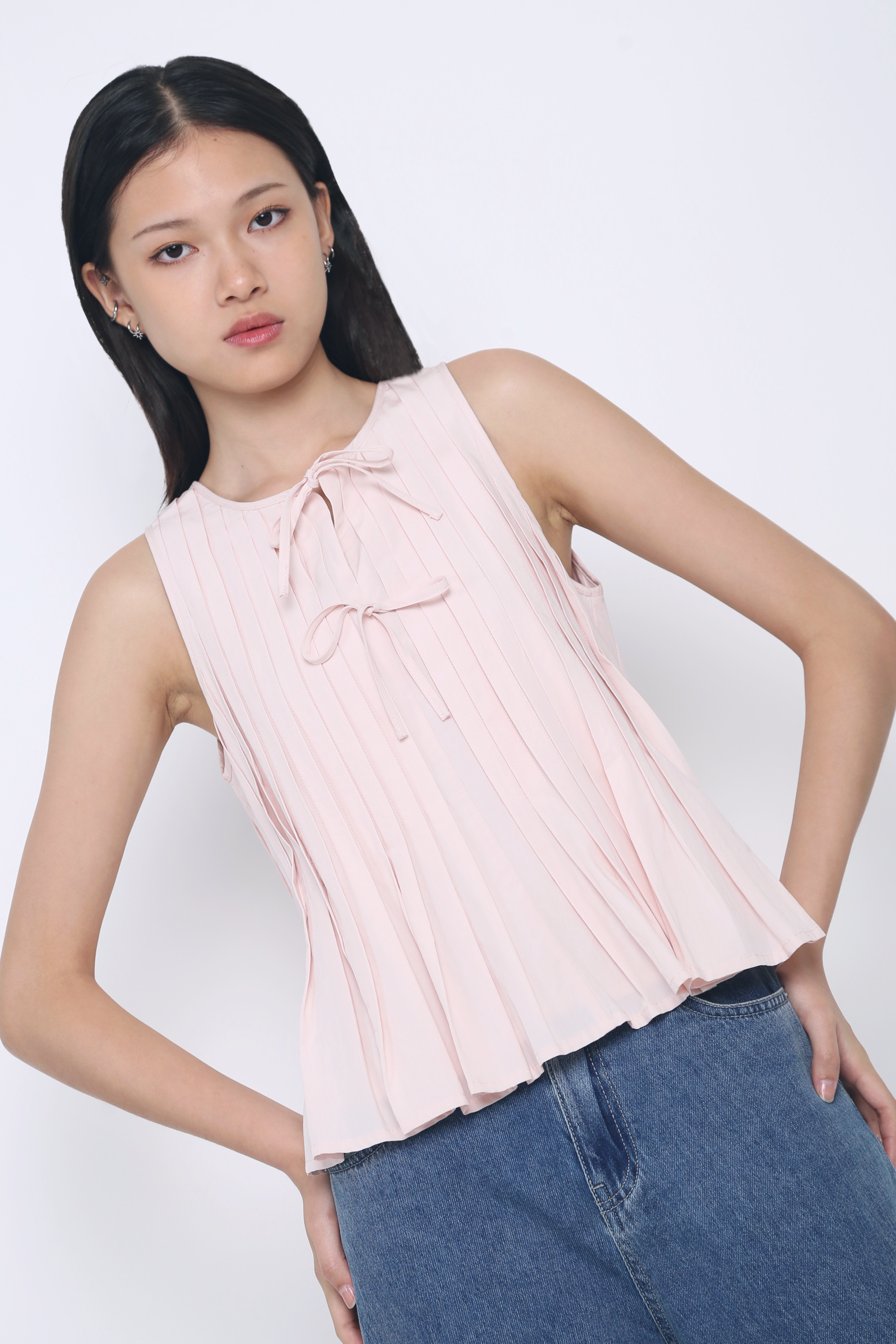 Better Pleats Sleeveless Blouse Pink (Restock)