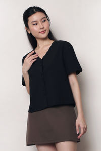 Bondi Scallop Trim Blouse Black