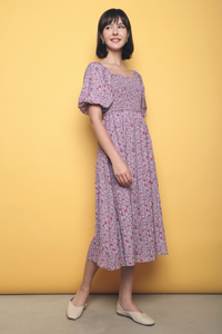 Bonnie Garden Floral Midi Dress Purple