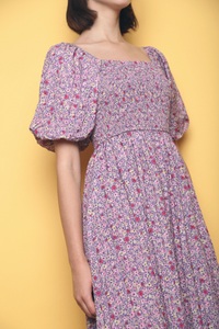 Bonnie Garden Floral Midi Dress Purple