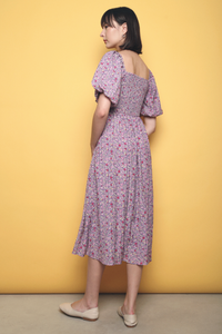 Bonnie Garden Floral Midi Dress Purple