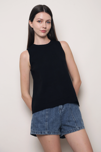 Boulevard Sleeveless Knit Vest Black