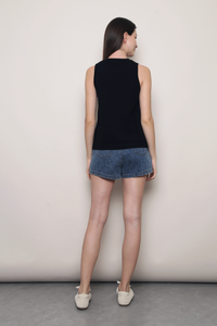 Boulevard Sleeveless Knit Vest Black