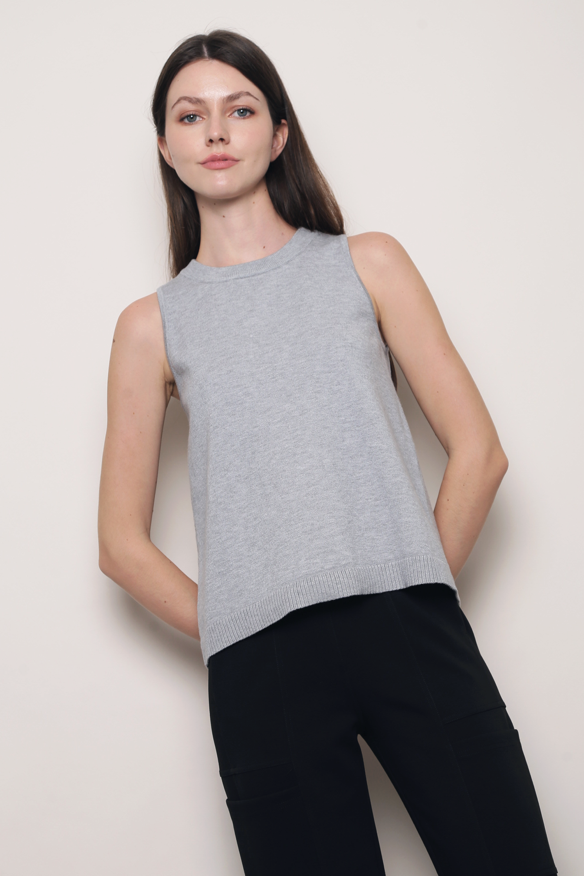 Boulevard Sleeveless Knit Vest Grey