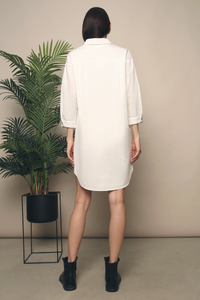 Braxton Pocket Shift Dress White