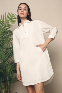 Braxton Pocket Shift Dress White