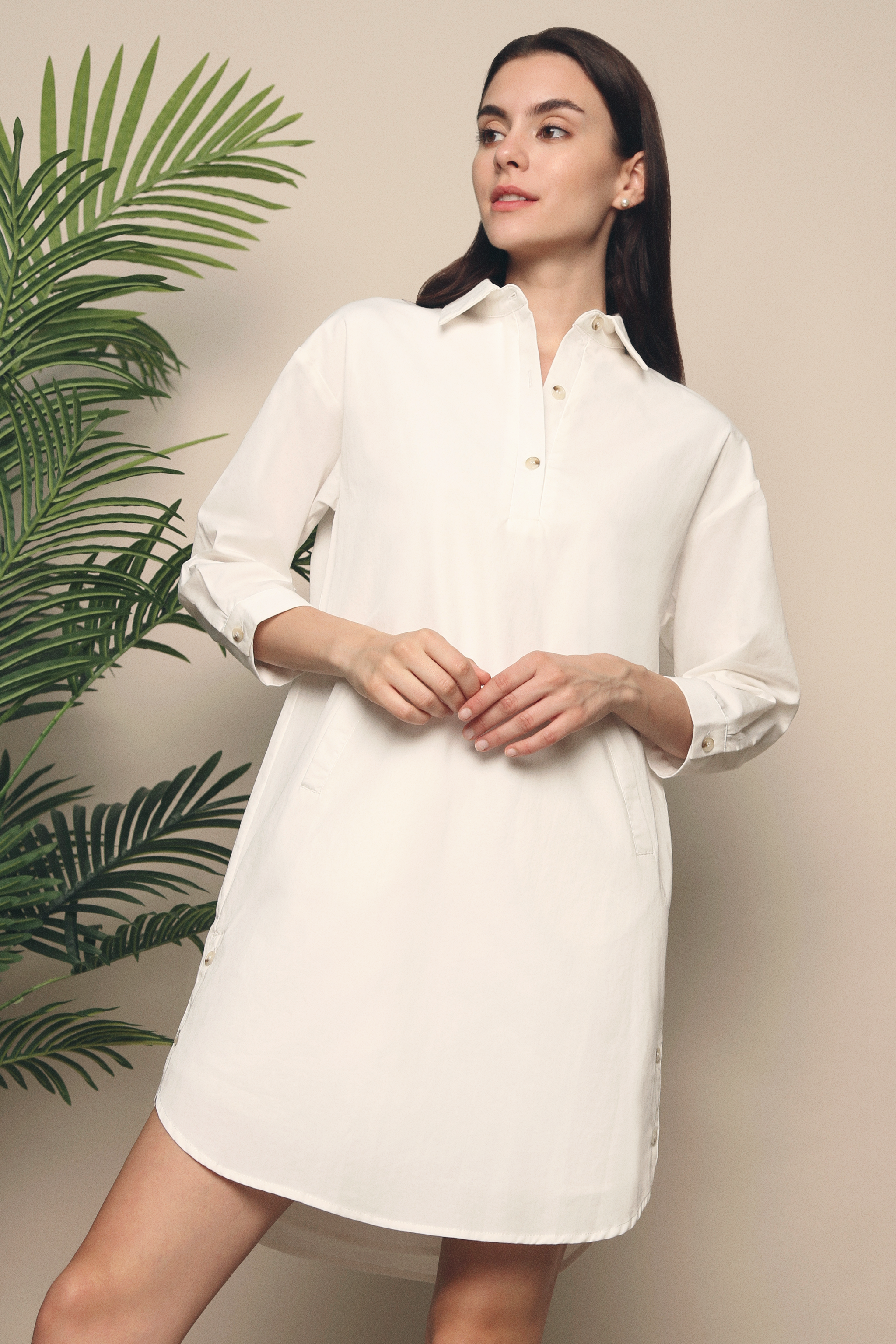 Braxton Pocket Shift Dress White