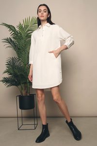 Braxton Pocket Shift Dress White