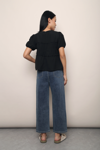 Breeze Ruche Babydoll Top Black