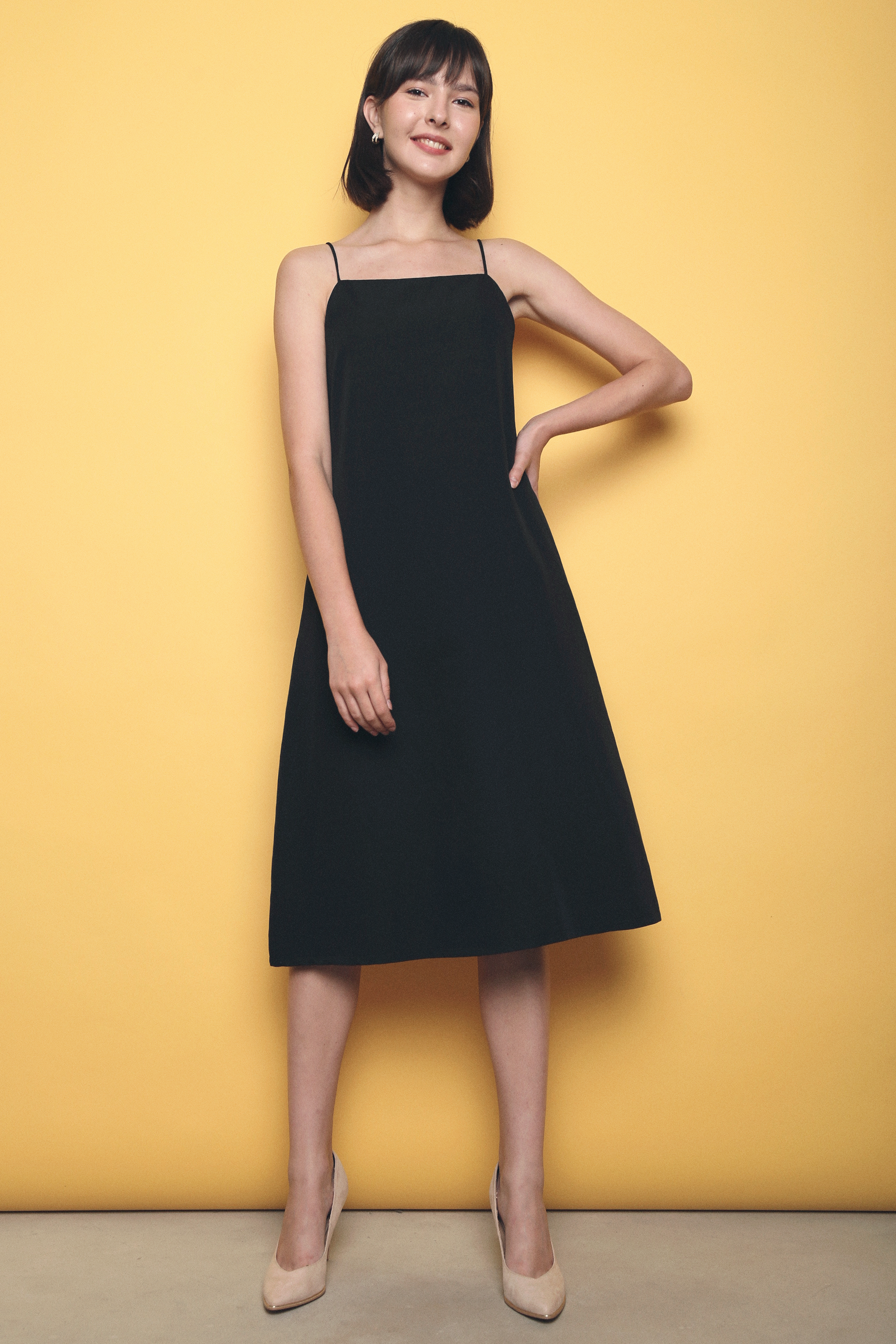 Black strappy slip dress outlet