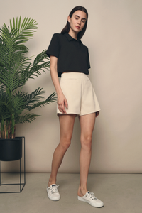 Brie Cropped Polo Tee Black