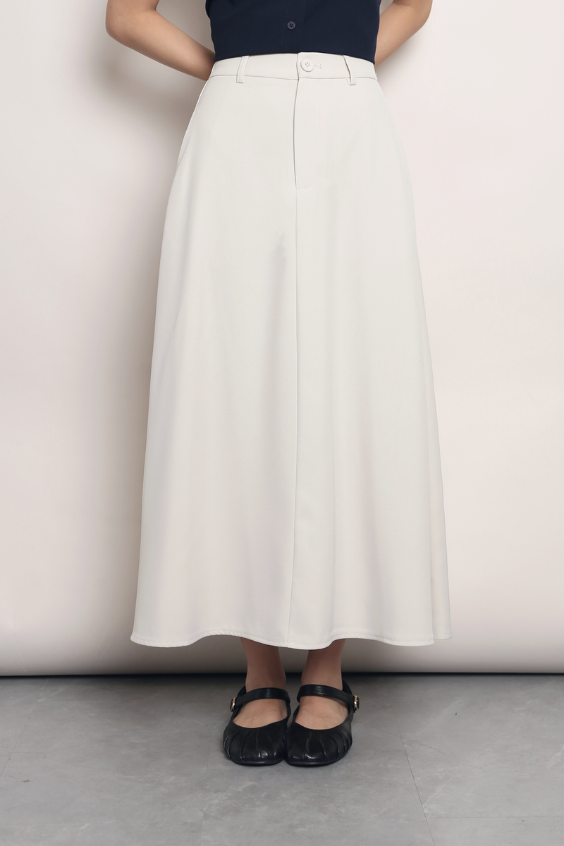 Business As Usual Midi Skirt Cream