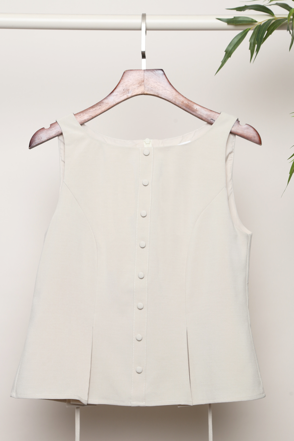 Buttoned and Beloved Vest Top Ivory