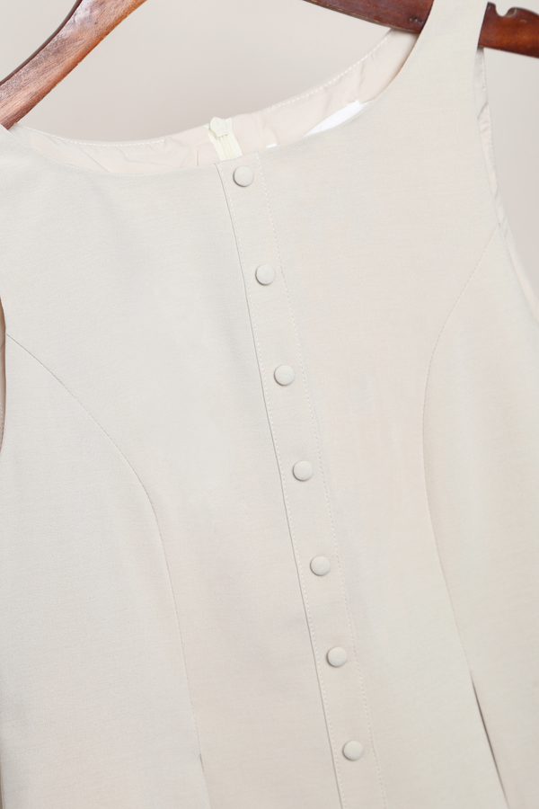 Buttoned and Beloved Vest Top Ivory