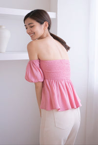 Jezreel Off Shoulder Babydoll Top Pink
