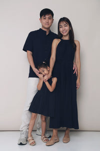 CNY Hope Pressed Pleat Midaxi Dress Midnight Navy