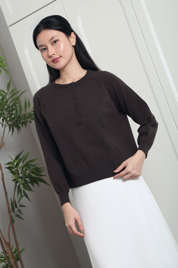 Cambridge Button Down Sweater Brown