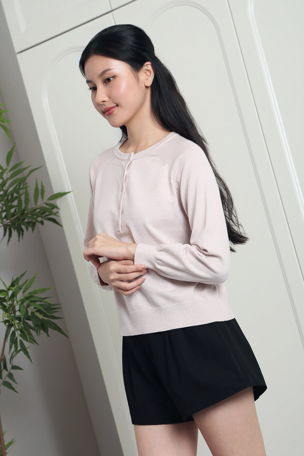 Cambridge Button Down Sweater Light Blush