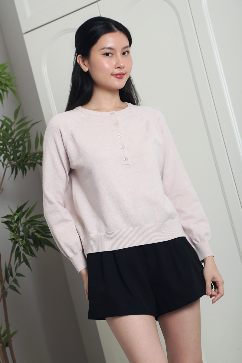 Cambridge Button Down Sweater Light Blush