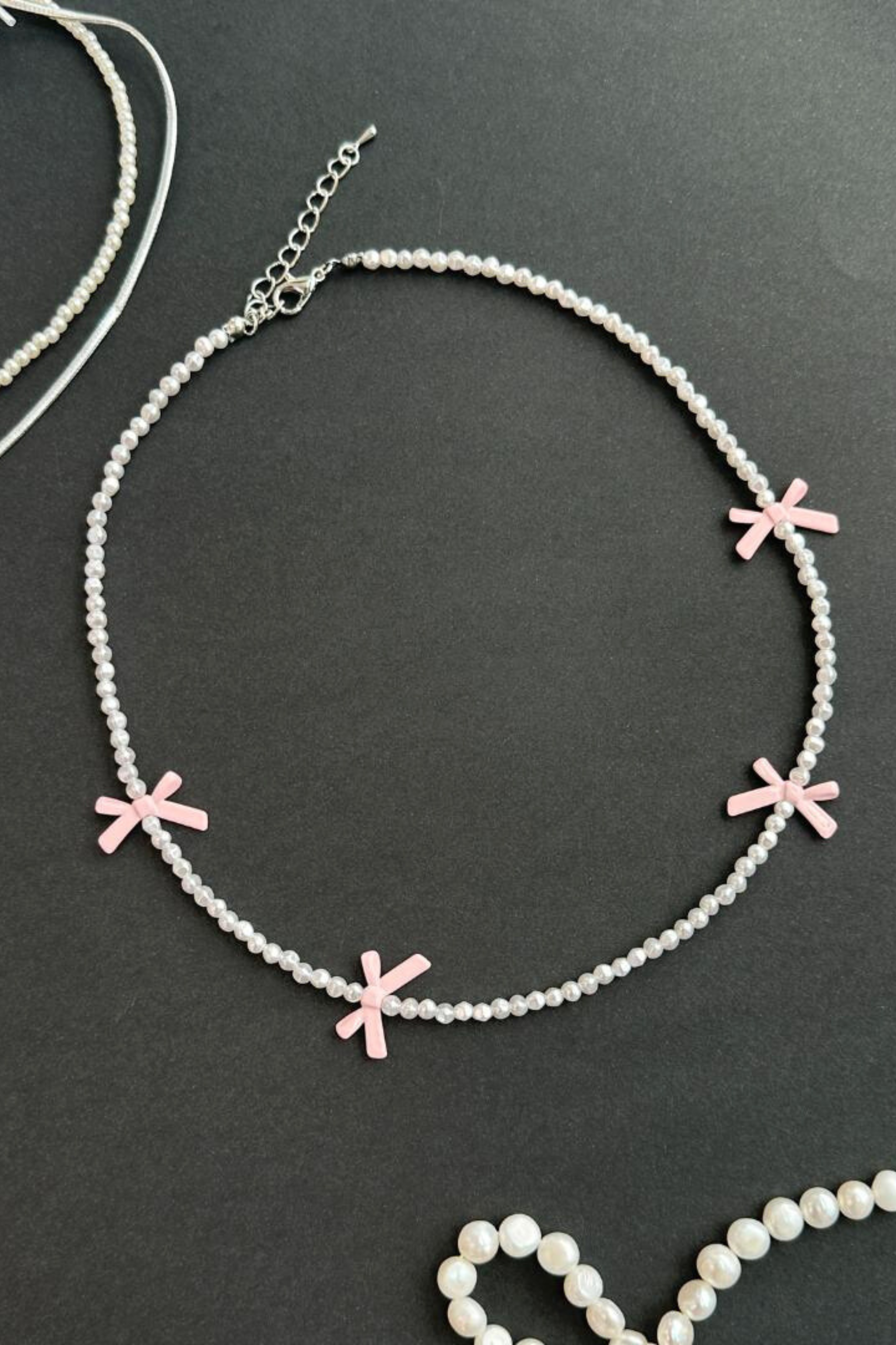 Candy Bow Necklace Pink