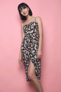 Cartel Floral Bustier Midi Dress Black