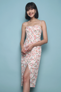 Cartel Floral Bustier Midi Dress White