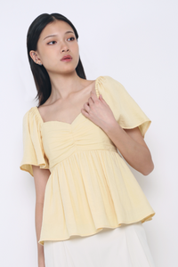 Ceci Sweetheart Babydoll Top Sunshine Yellow
