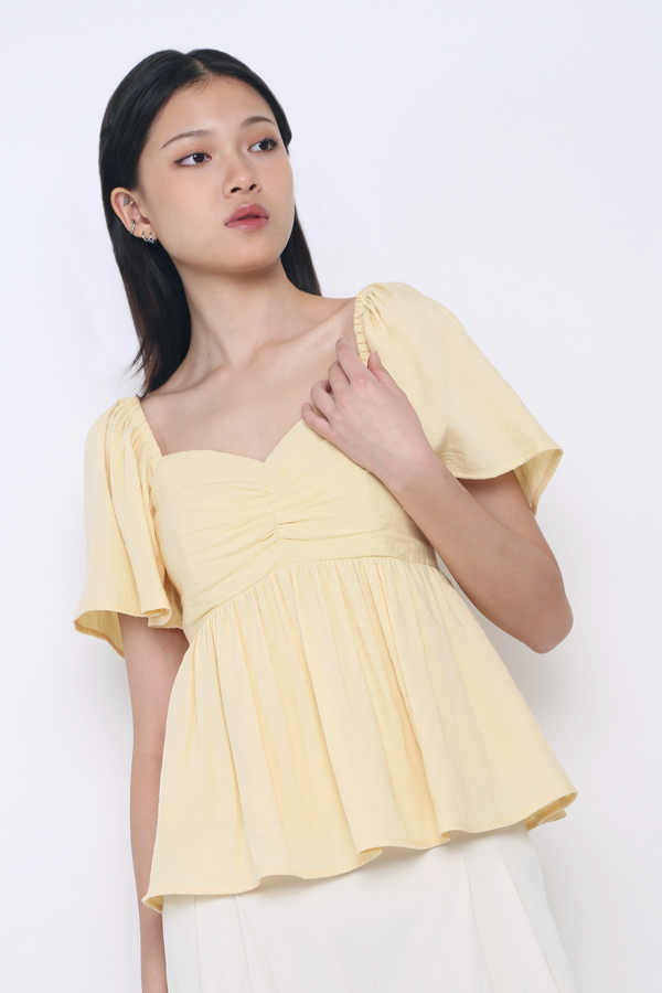 Ceci Sweetheart Babydoll Top Sunshine Yellow