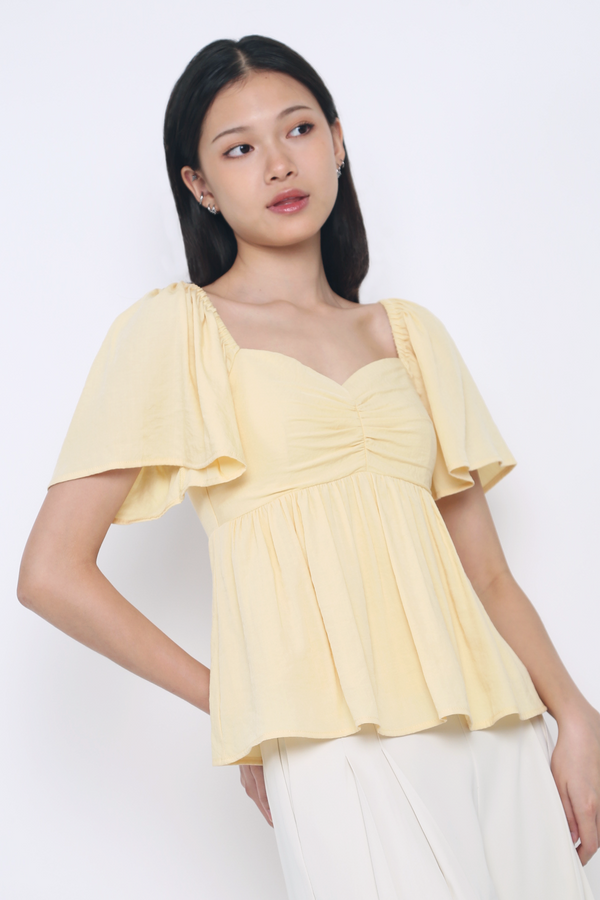 Ceci Sweetheart Babydoll Top Sunshine Yellow