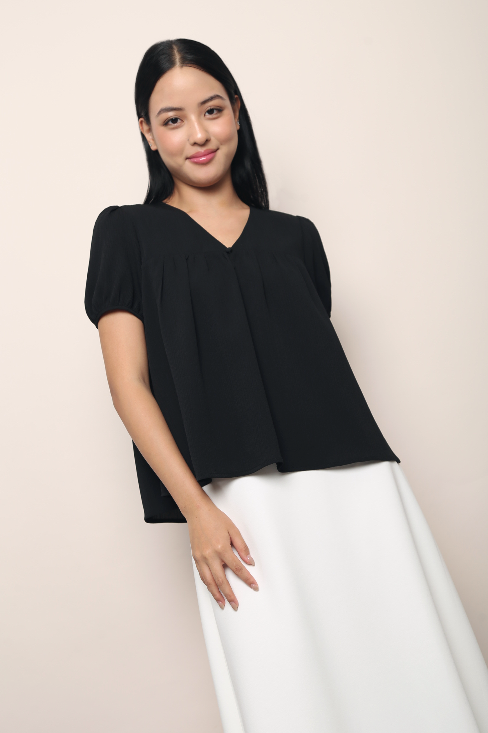 Celestine Floaty Babydoll Top Black (Restock)