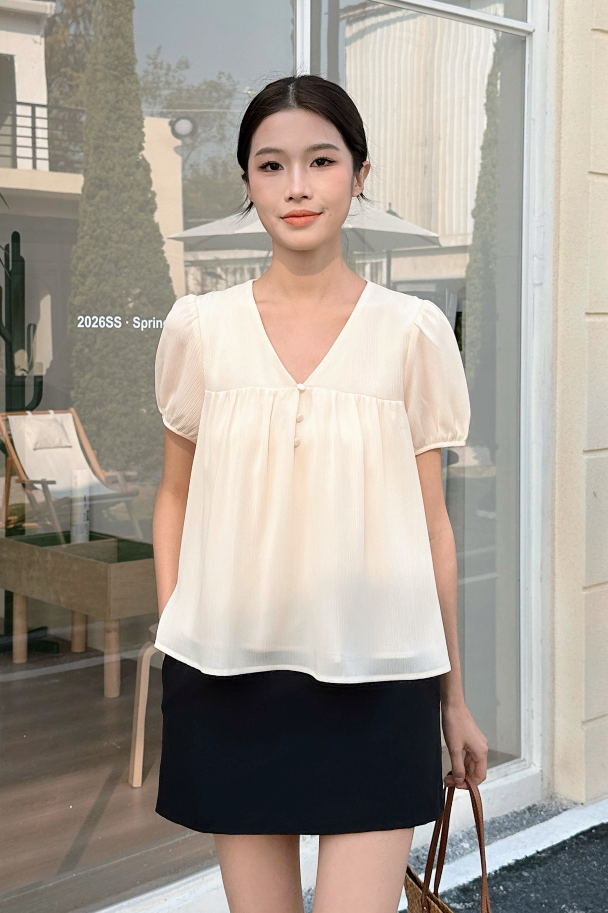 Celestine Floaty Babydoll Top Ivory (Restock)