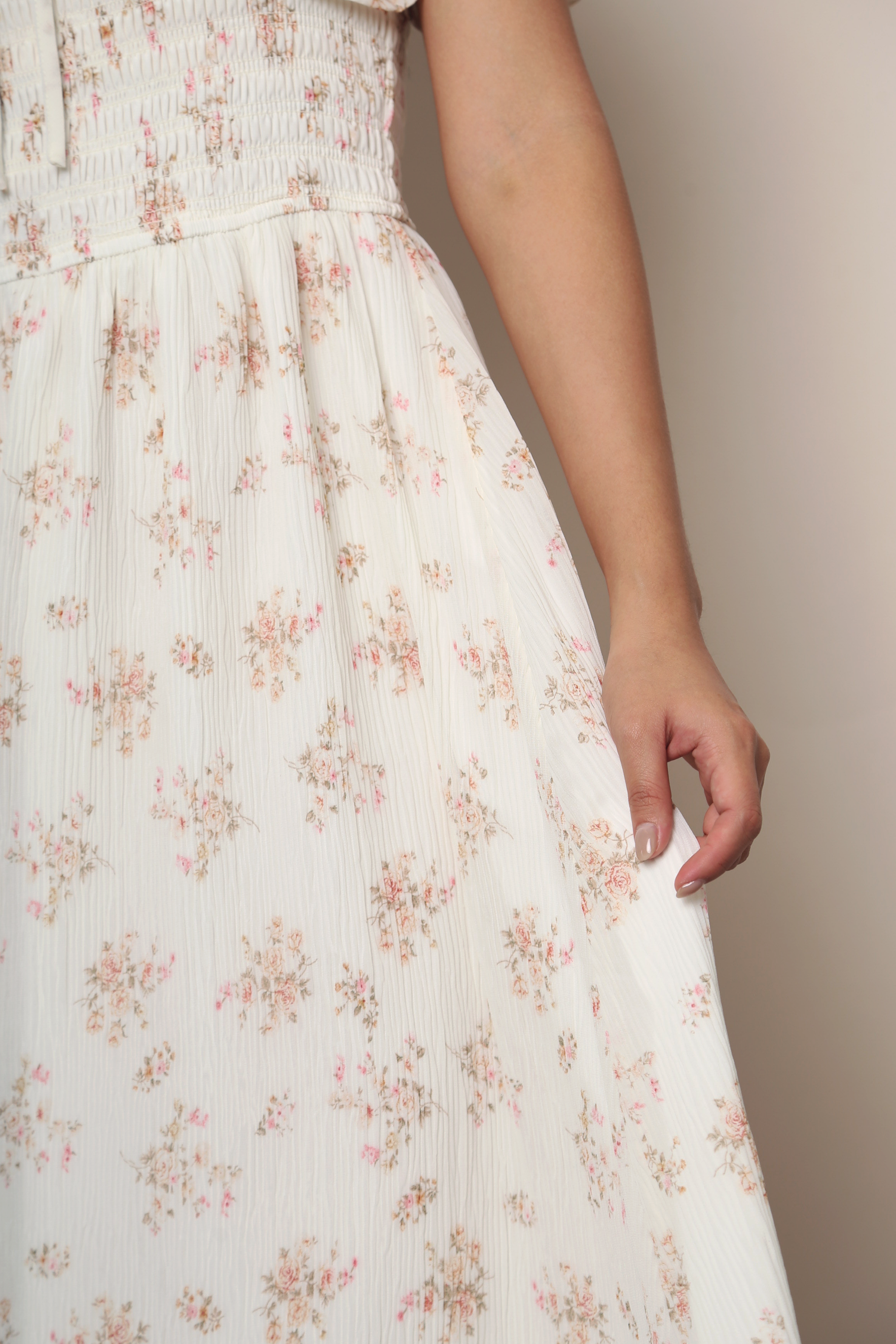 Chantilly Pleated Midaxi Dress White