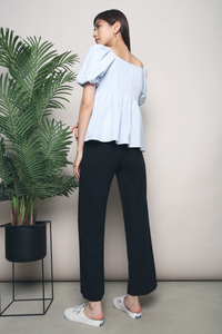 Charlotte Pleated Babydoll Top Sky