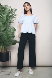 Charlotte Pleated Babydoll Top Sky