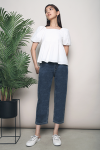 Charlotte Pleated Babydoll Top White