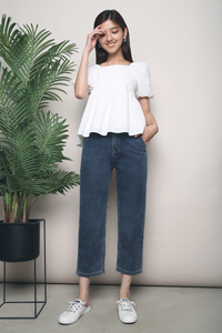 Charlotte Pleated Babydoll Top White