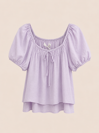 Cloud Line Puff Sleeves Top Soft Lilac