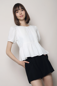Dear Pleat Peplum Blouse White