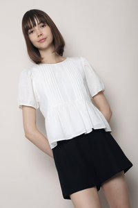 Dear Pleat Peplum Blouse White
